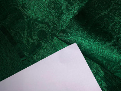 Silk Brocade fabric 44" wide Self  Jacquard  Emerald Green color BRO914[3]