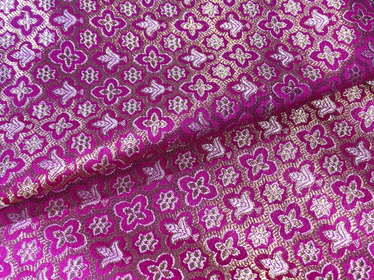 Brocade Fabric Jacquard x metallic gold Gold Color 44" WIDE BRO977 available in 7 colors bright pink , red,royal blue,teal,parrot green,mulberry and ivory