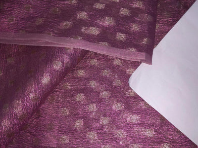 Silk metallic tissue organza fabric PINKISH LAVENDER MOTIF JACQUARD 44 INCHES WIDE available IN MATCHING CRUSH AND SOLID