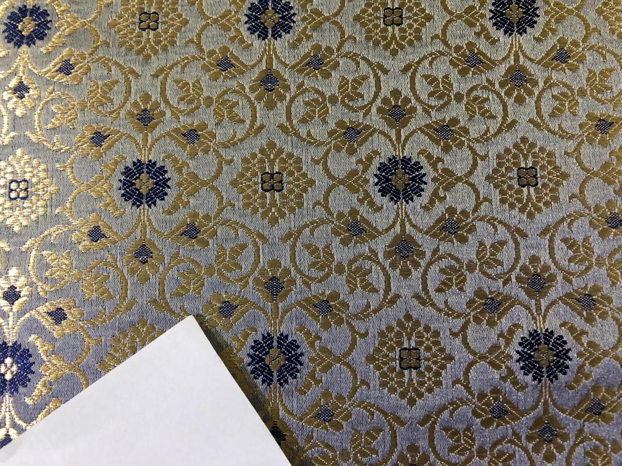 Silk Brocade fabric with subtle metallic gold   JACQUARD BRO931/BRO987 available in 5 colors grey, mint ,silver grey, sapphire and yellow