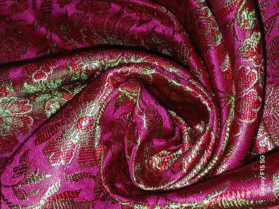 Silk Brocade fabric floral  jacquard available in 3 colors burgundy, red and maroon BRO989[1/2/3]