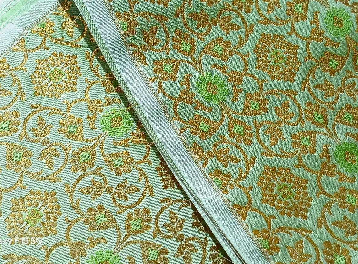 Silk Brocade fabric with subtle metallic gold   JACQUARD BRO931/BRO987 available in 5 colors grey, mint ,silver grey, sapphire and yellow