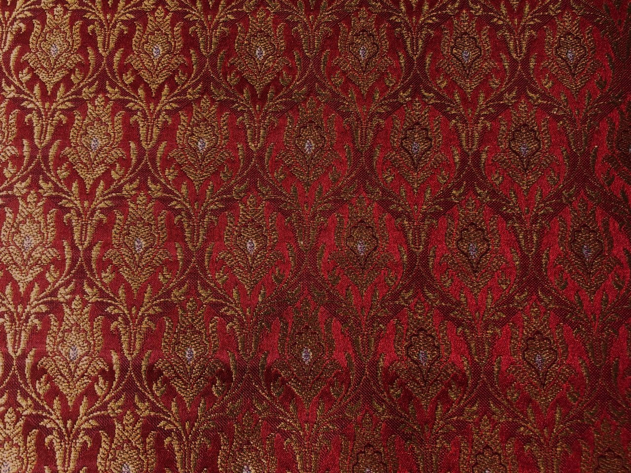 Silk Brocade fabric red, metallic gold and metallic silver color 44" wide BRO730[3]