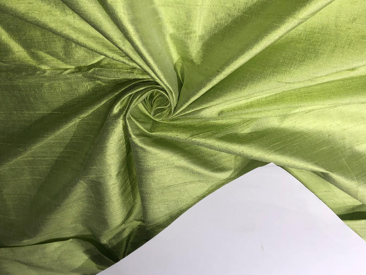 100% PURE SILK DUPIONI FABRIC LIGHT LIME GREEN color 44" wide WITH SLUBS MM126[1]