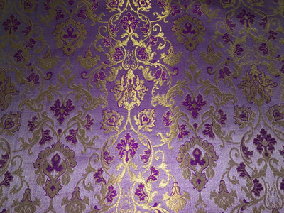Silk Brocade fabric with  gold jacquard  BRO1018 available in 4 colors gold/lilac/grey and sea blue BRO1018