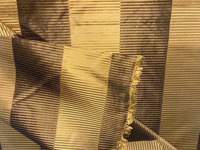 100% SILK TAFFETA FABRIC BROWN, GOLD and BLACK JACQUARD STRIPES TAFNEWS27 (2)