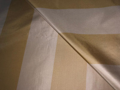 100% Silk Taffeta Fabric  cream and gold Stripes TAFS161[2] 54&quot; wid