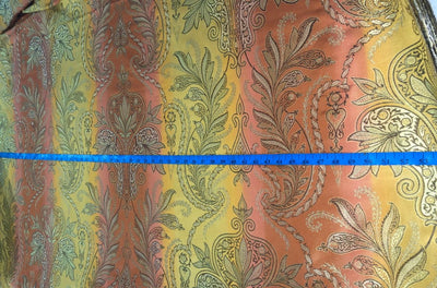 100% Silk Taffeta Jacquard Fabric  SHADED RUSTY ORANGE AND GOLD LEAVES TAFJACNEW16