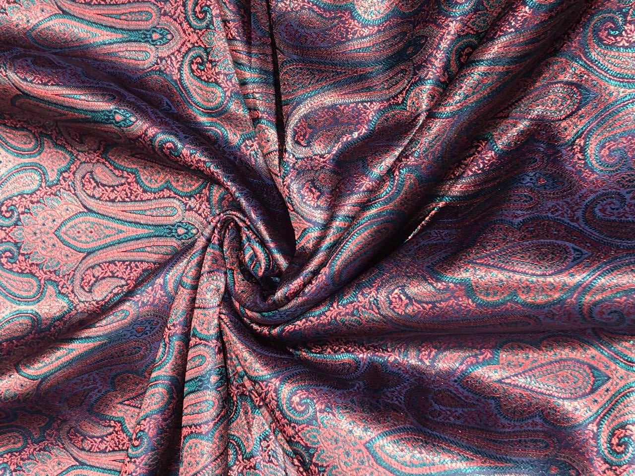 Silk Brocade fabric 44" wide TEAL AND CANDY  JACQUARD   BRO960[5]