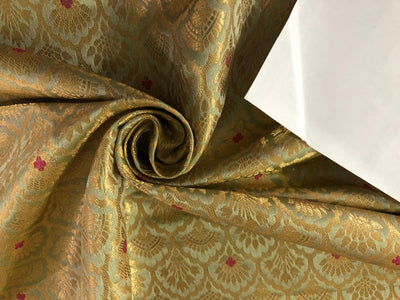 Silk Brocade Fabric dusty olive / pink X metallic gold Color  44" wide BRO949[1]