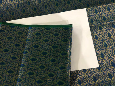 Silk Brocade fabric 44" wide  JACQUARD available in 4 colors green and blue/gold and blue/army green and blue and navy and blue   BRO971