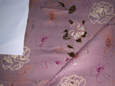 Premium Viscose Rayon fabric with foil print FLORAL 58" wide available in THREE  colors BEIGE, SEA GREEN AND DUSTY ROSE