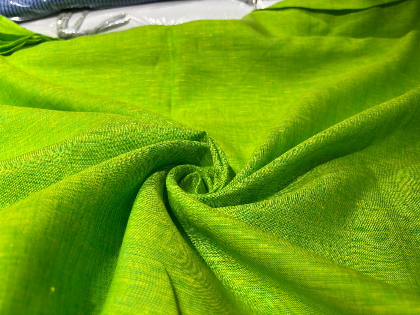 100% linen 60s lea Linen fabric  58" wide available in 3 colors blue/lemon yellow and green x yellow