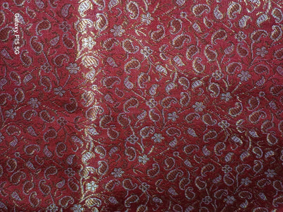 Silk Brocade fabric with subtle metallic gold jacquard paisleys available in 3 colors red , grey and burgandy  BRO989[4/5]