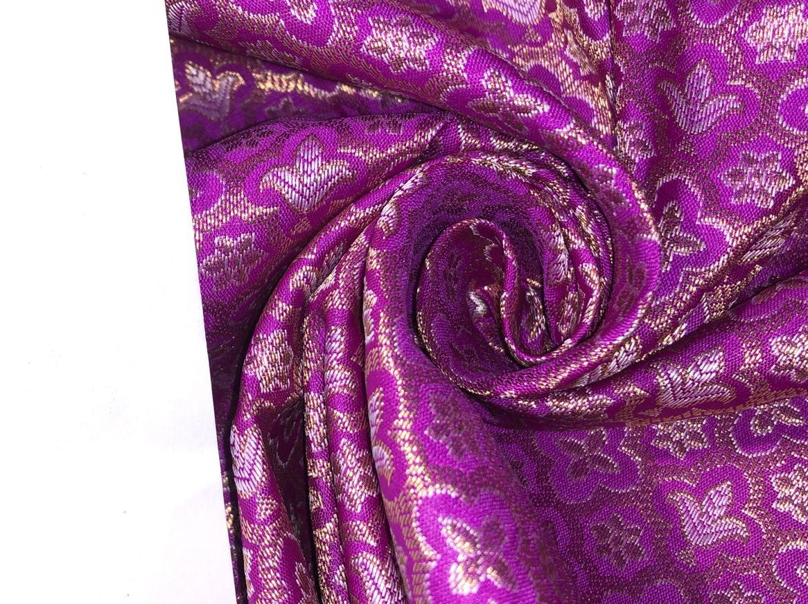 Brocade Fabric Jacquard x metallic gold Gold Color 44" WIDE BRO977 available in 7 colors bright pink , red,royal blue,teal,parrot green,mulberry and ivory