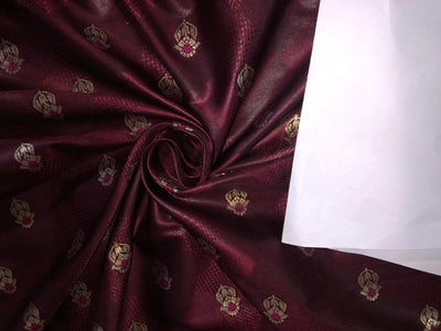 Silk Brocade  fabric~ satin 44" wide   jacquard BRO1003 available in 4 colors teal,pink,red and burgandy brown