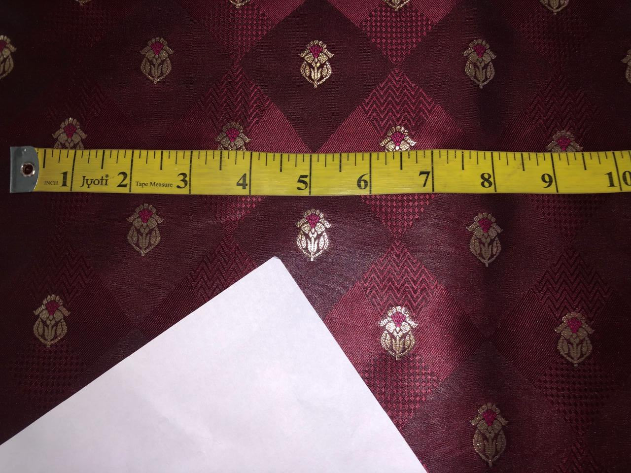 Silk Brocade  fabric~ satin 44" wide   jacquard BRO1003 available in 4 colors teal,pink,red and burgandy brown