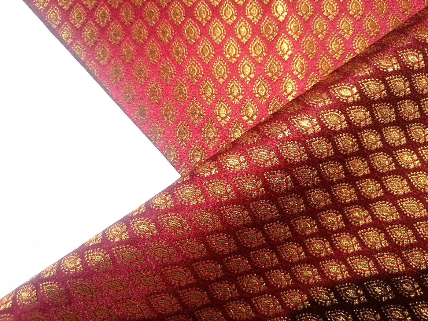 Brocade fabric LEAF MOTIF with  metallic GOLD 44" wide available in 3 colors BRO889A [peacock green/wine/blood red]