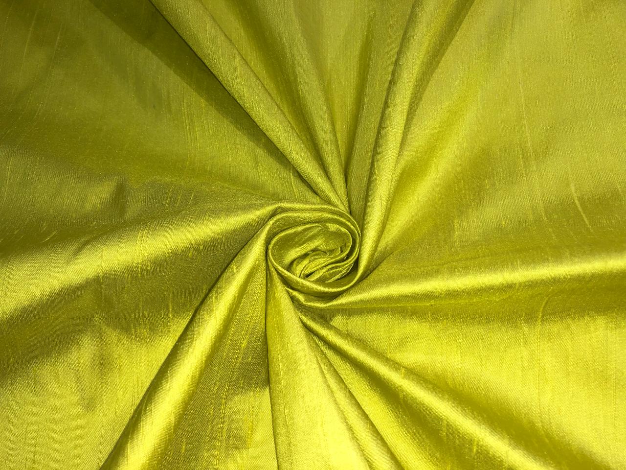 100% PURE SILK DUPIONI FABRIC LEMON YELLOW color 44" wide WITH SLUBS MM126[2]