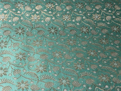 Brocade fabric mint  x metallic gold color 44" wide BRO759[7]