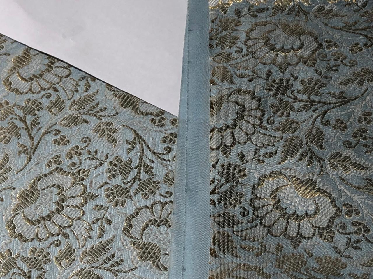 Brocade Fabric VINE Jacquard with metallic gold available in 2 colors MINT AND POWDER BLUE BRO993[4/5]