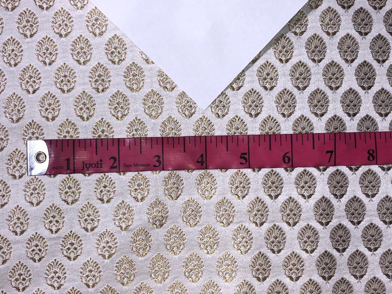 Silk Brocade fabric 44" wide  IVORY WITH METALIC GOLD MOTIF JACQUARD BRO 980 available in 3 designs