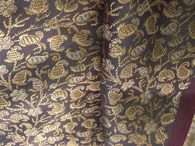 Silk Brocade fabric with subtle metallic gold jacquard paisleys available in 3 colors red , grey and burgandy  BRO989[4/5]