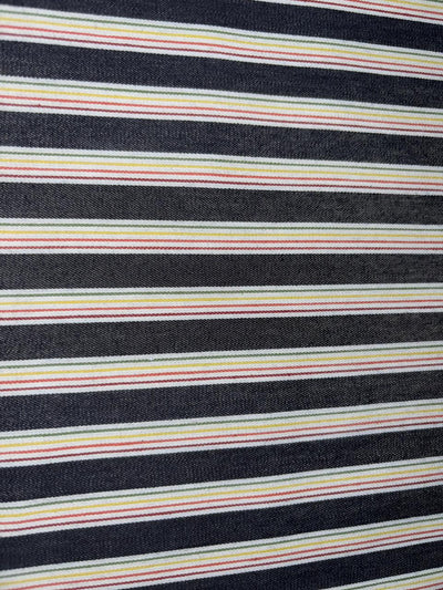 100% Cotton Denim  Fabric 58" wide STRIPES in 4 styles multicolor, charcoal /ivory, denim blue/white and denim blue /multicolor