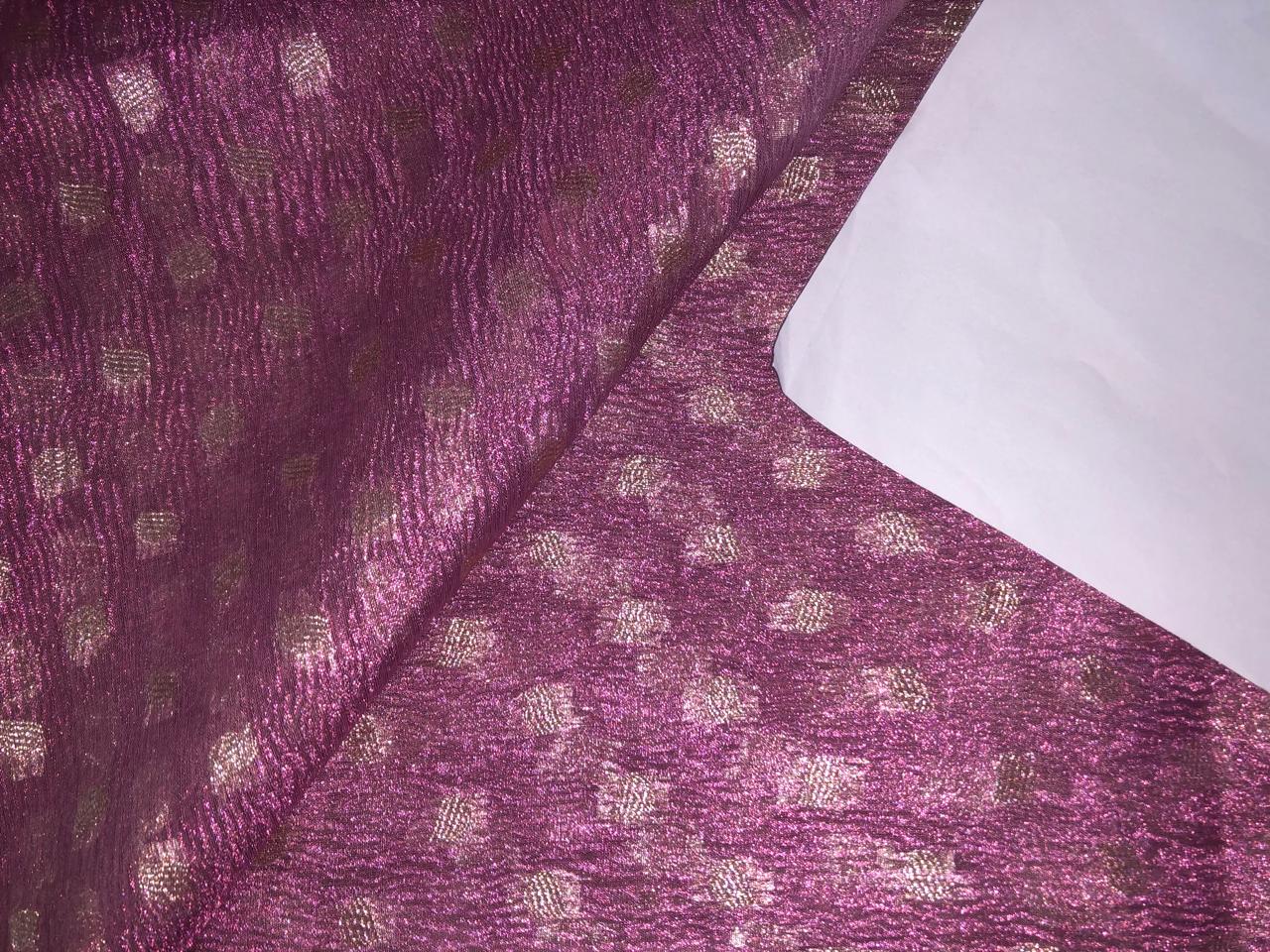 Silk metallic tissue organza fabric PINKISH LAVENDER MOTIF JACQUARD 44 INCHES WIDE available IN MATCHING CRUSH AND SOLID