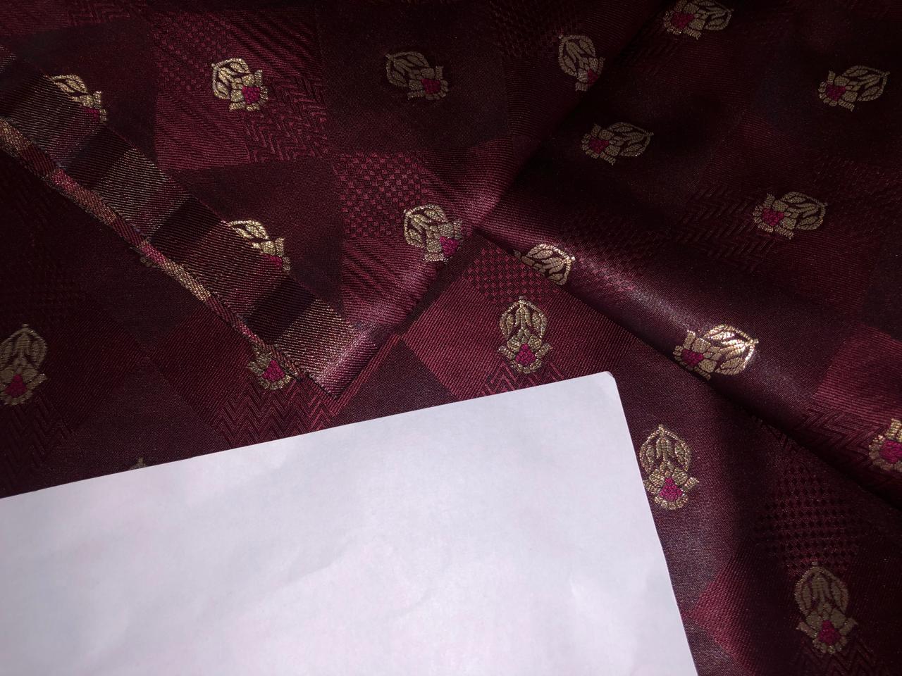 Silk Brocade  fabric~ satin 44" wide   jacquard BRO1003 available in 4 colors teal,pink,red and burgandy brown