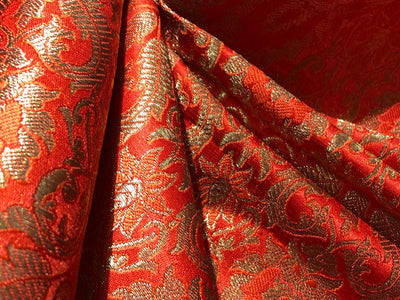 Silk Brocade Fabric with gold jacquard  available in 2 colors orange and pink  BRO988[4/5]