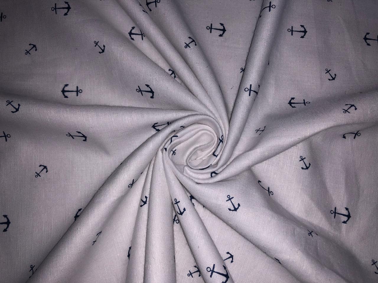 COTTON HEMP PREMIUM PRINTED FABRIC available in 3 prints ivory with gold leaves motif/blue black leaves and mini anchor motifs