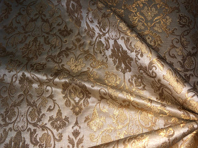 Silk Brocade fabric with  gold jacquard  BRO1018 available in 4 colors gold/lilac/grey and sea blue BRO1018
