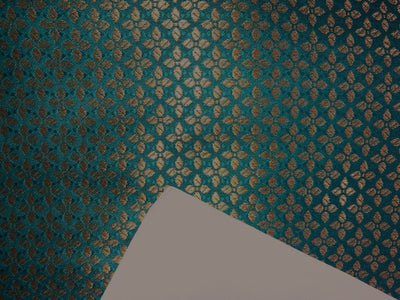 Silk Brocade fabric TEAL with gold motif  jacquard  BRO965[1]