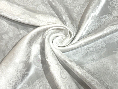 Silk  Satin JACQUARD IVORY WHITE 54" wide available in abstract,floral,roses,waves and triangles jacquard  designs