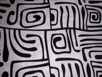 Rayon Twill white and black  abstract Printed fabric 58"wide [[16309]