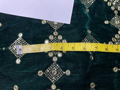 Micro Velvet Fabric Embroidered 44" wide available in 2 colors emerald green and brown