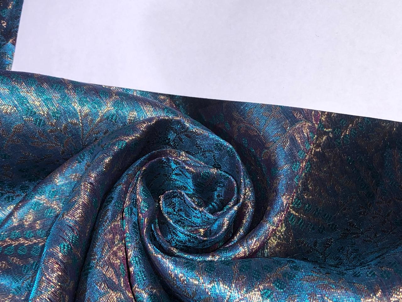 Brocade Fabric VINE Jacquard 3 D EFFECT with metallic gold available in 2 colors purple and blue BRO993[1/2]