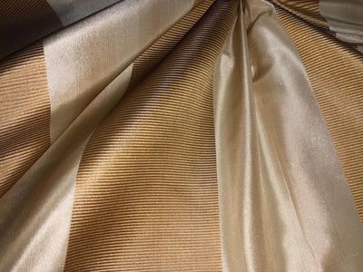 100% silk taffeta STRIPE cream and gold jacquard stripe TAFS139[14]