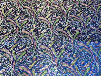 Silk Brocade fabric 44" wide paisley Jacquard available in 3 colors MANGO YELLOW /PINK AND ROYAL BLUE BRO941