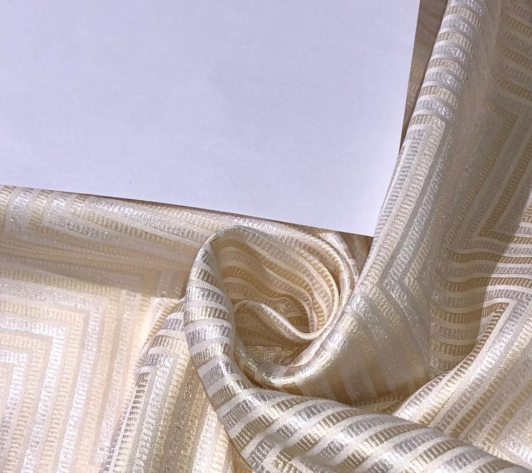 Silk Brocade fabric cream with zigzag gold and silver jacquard BRO991[1]