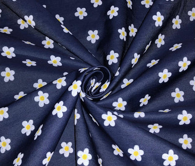 100% Cotton Denim  Fabric 58" wide flower print motifs [16887]