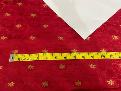 Silk Brocade Fabric  metallic gold jacquard  44"wide available in 2 colors red and watermelon red BRO953[3/4]