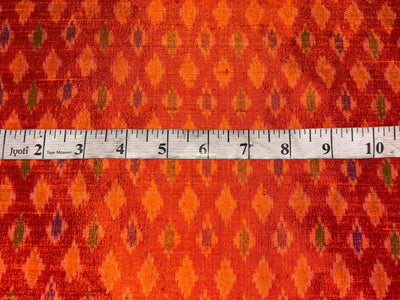 100% pure silk dupion ikat fabric  orange color 44" wide [17177]