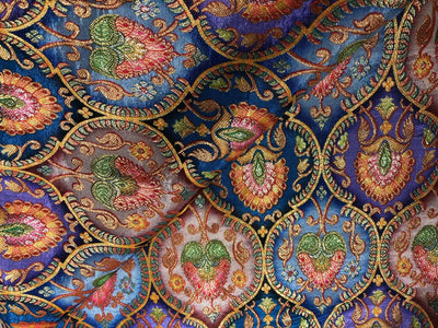 Silk Brocade Fabric beautiful jacquard  in multi colors 44""wide available in 4 color choices shades of greens/shades of blue and pink/shades of purple and pink and shades of olive and sea green   BRO967