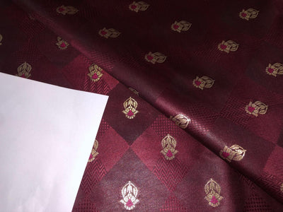 Silk Brocade  fabric~ satin 44" wide   jacquard BRO1003 available in 4 colors teal,pink,red and burgandy brown