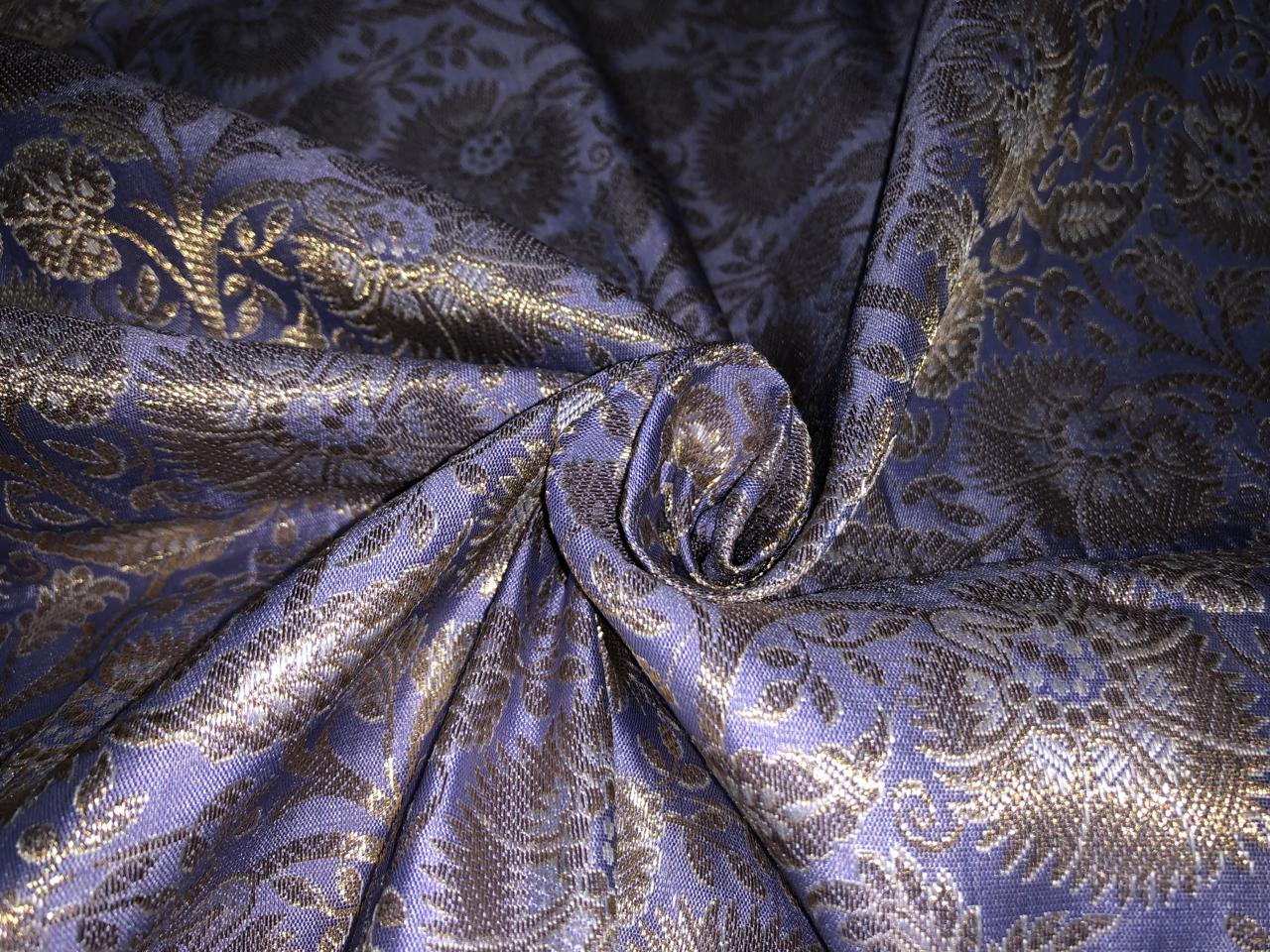 Silk Brocade Fabric metallic gold jacquard  44" wide BRO952 available in 4 colors turquoise/pink/lavender blue and peach