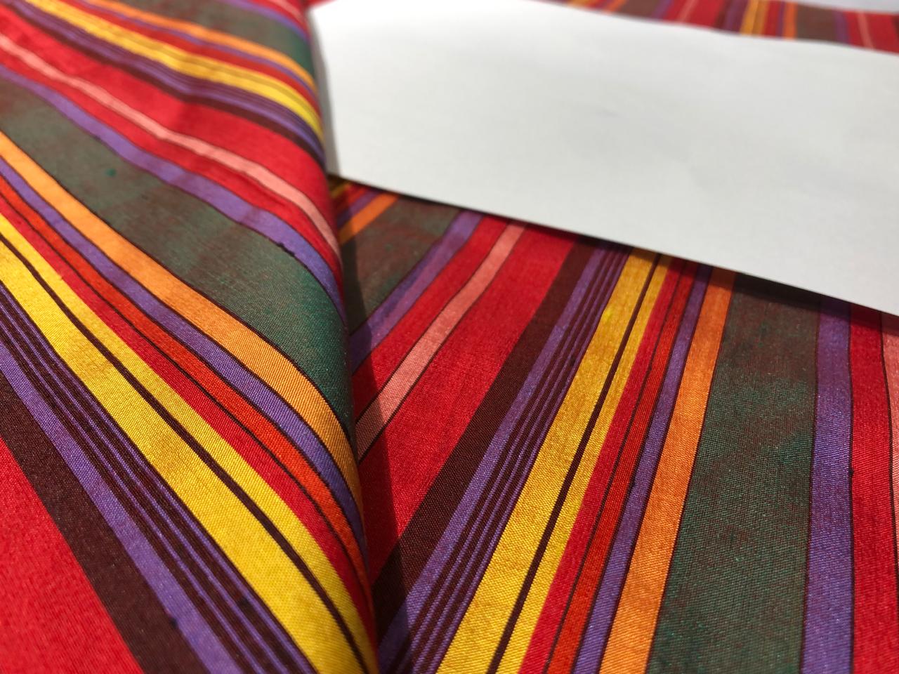 Silk dupioni MULTI COLOR STRIPE   54&quot; width single length  1.50 yards horizontal stripes  DUPS28[2]