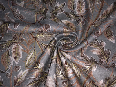 Premium Viscose Rayon fabric with foil print LEAFY VINES 58" wide available in TWO  colors WINE DEREK AND GREY