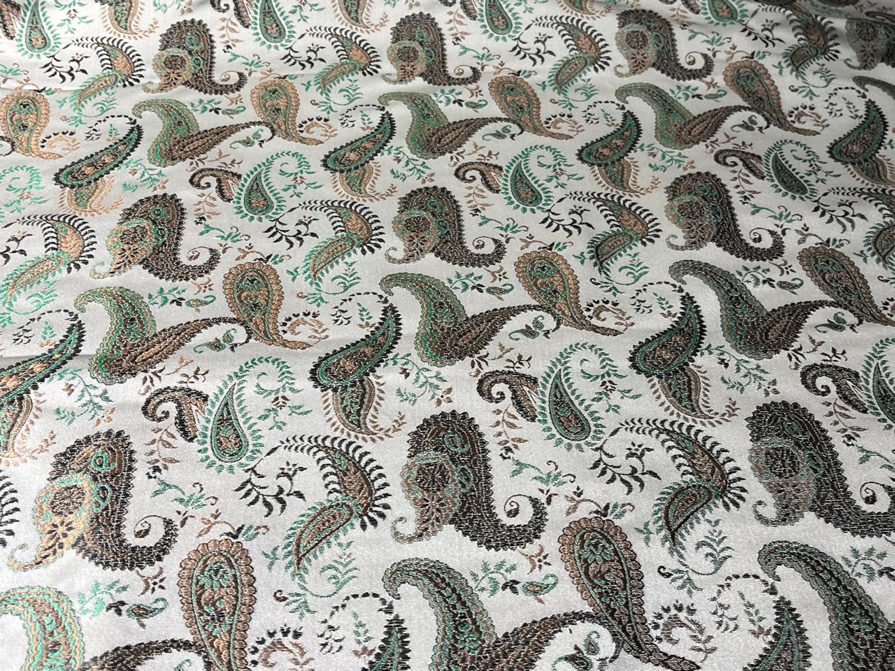 Brocade fabric 54" wide  100% Silk  Jacquard Fabric  PAISLEYS available in 2 colors grey and green and grey, green and brown TAFJACNEW20/21